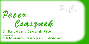 peter csasznek business card